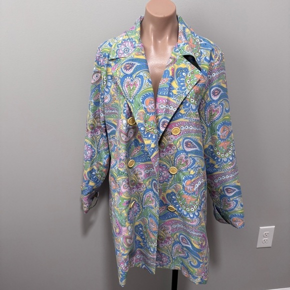 Izod Jackets & Blazers - Izod Outerwear Paisley Floral Trench Coat Medium Spring Jacket Mid Length